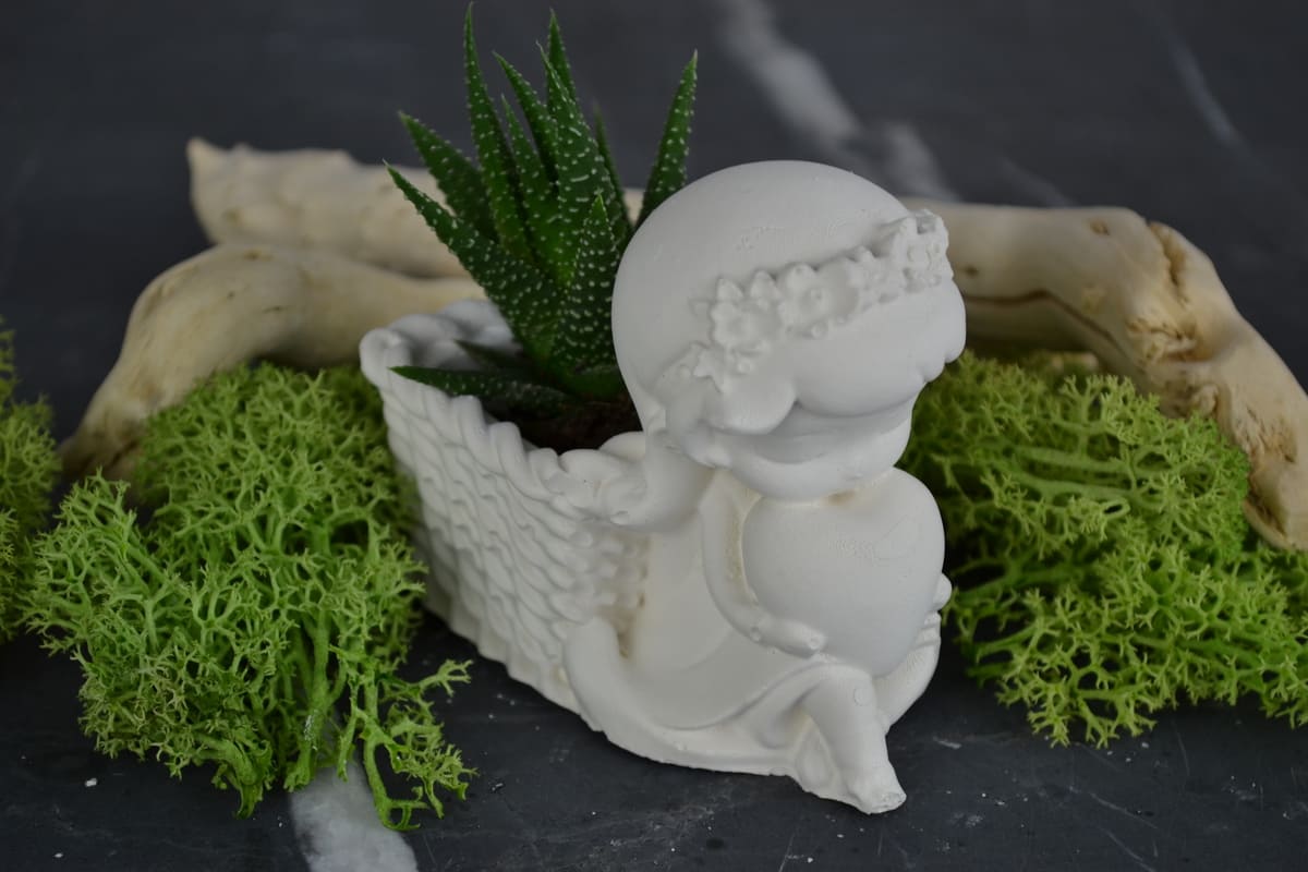 Alba - Statuetta con Vasetto in gesso ceramico - immagine 3