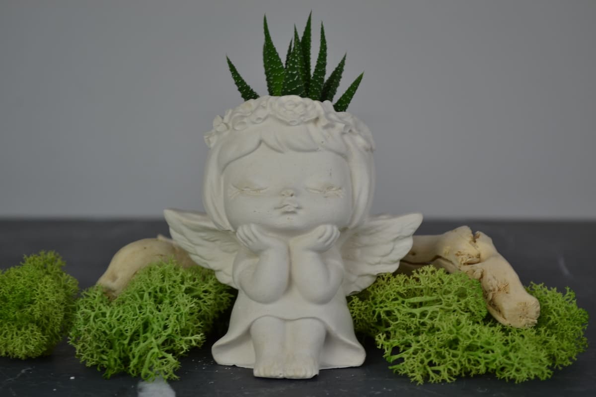 Angioletto - Vaso in gesso ceramico -idea bomboniera - immagine 3