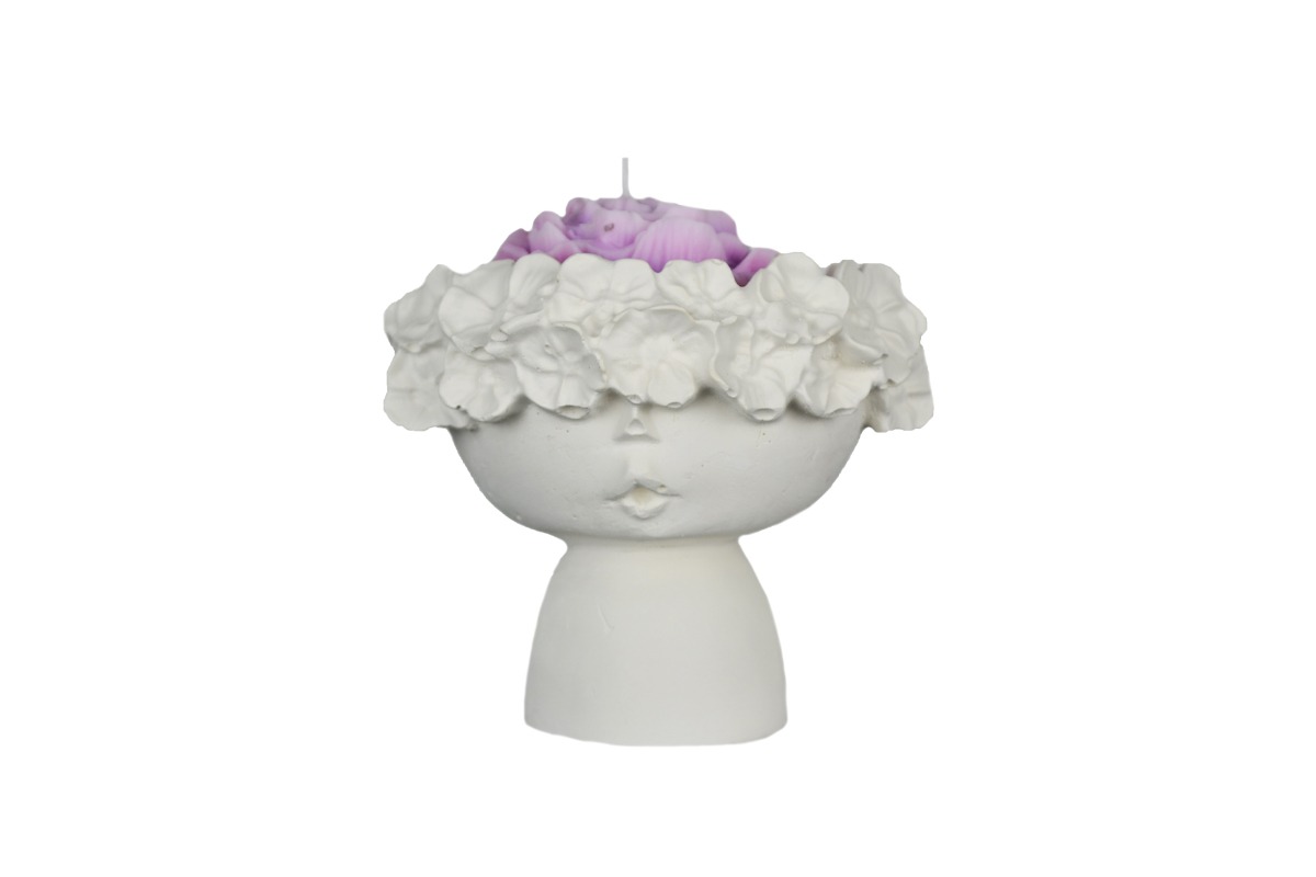 Fiordaliso - Vaso in gesso con candela - immagine 3